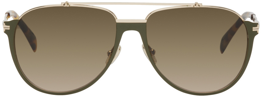 Lanvin Gold Aviator Sunglasses In 319 Khaki