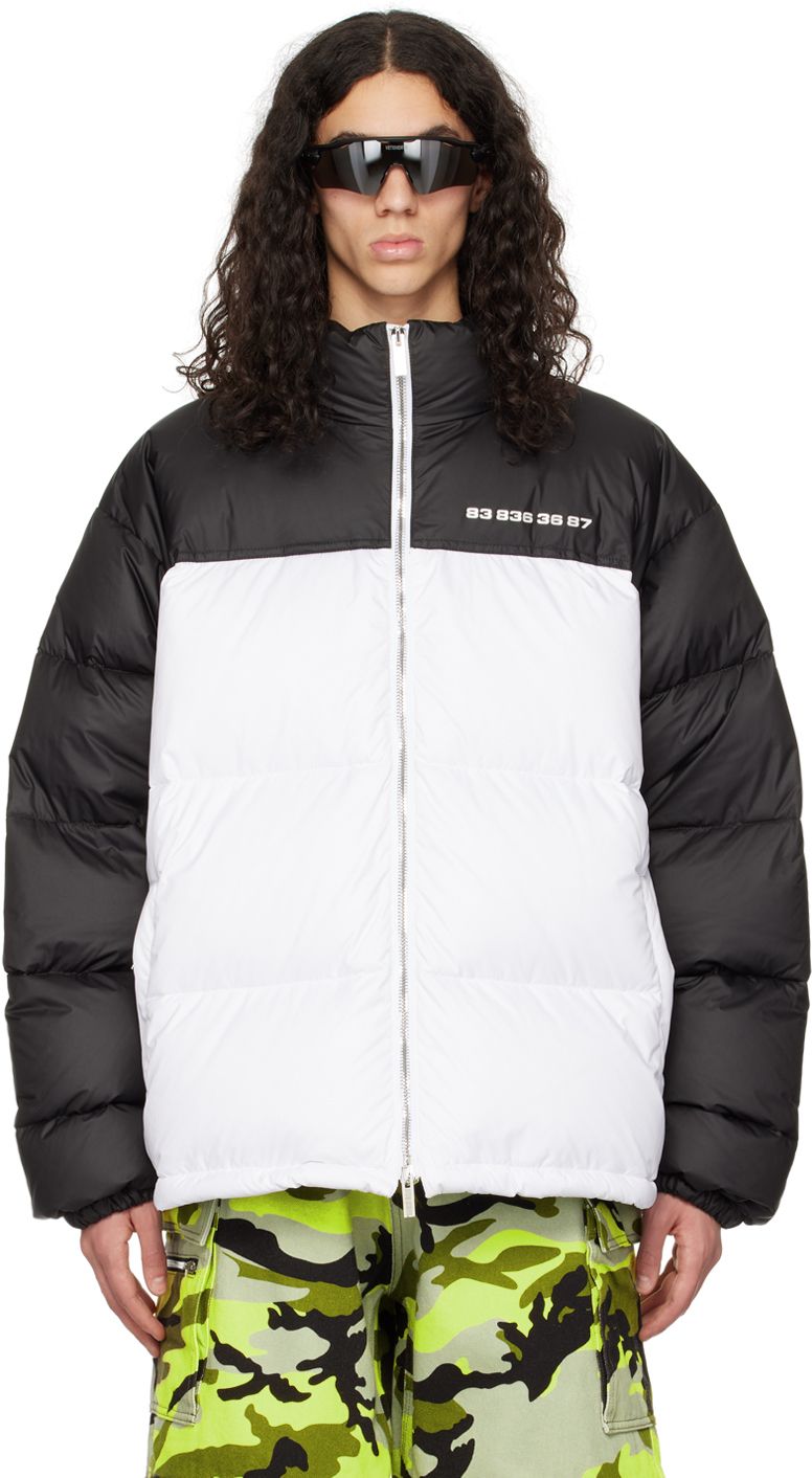 Vtmnts Colour-block Padded Jacket In Black / White