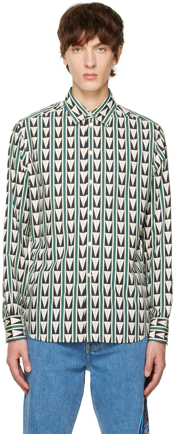 Lanvin: White & Black Art Deco Shirt | SSENSE UK