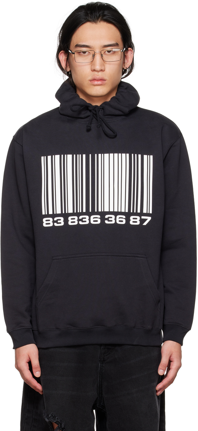 Vtmnts Big Barcode Hoodie In Black