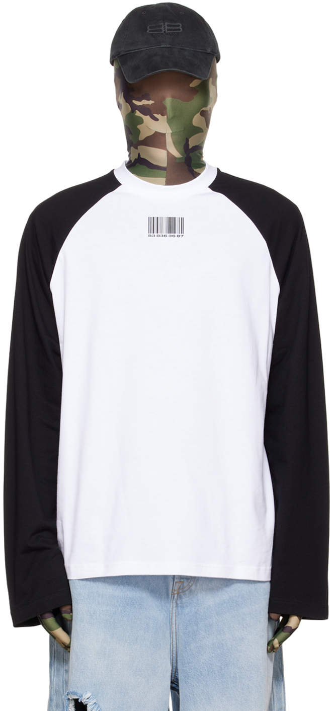 VTMNTS White & Black Barcode Long Sleeve T-Shirt | Smart Closet