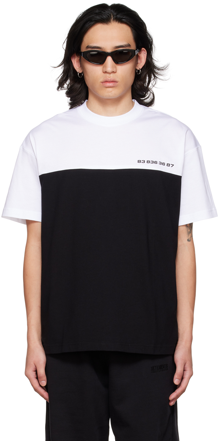 Black & White Numbered Color Block T-Shirt by VTMNTS on Sale