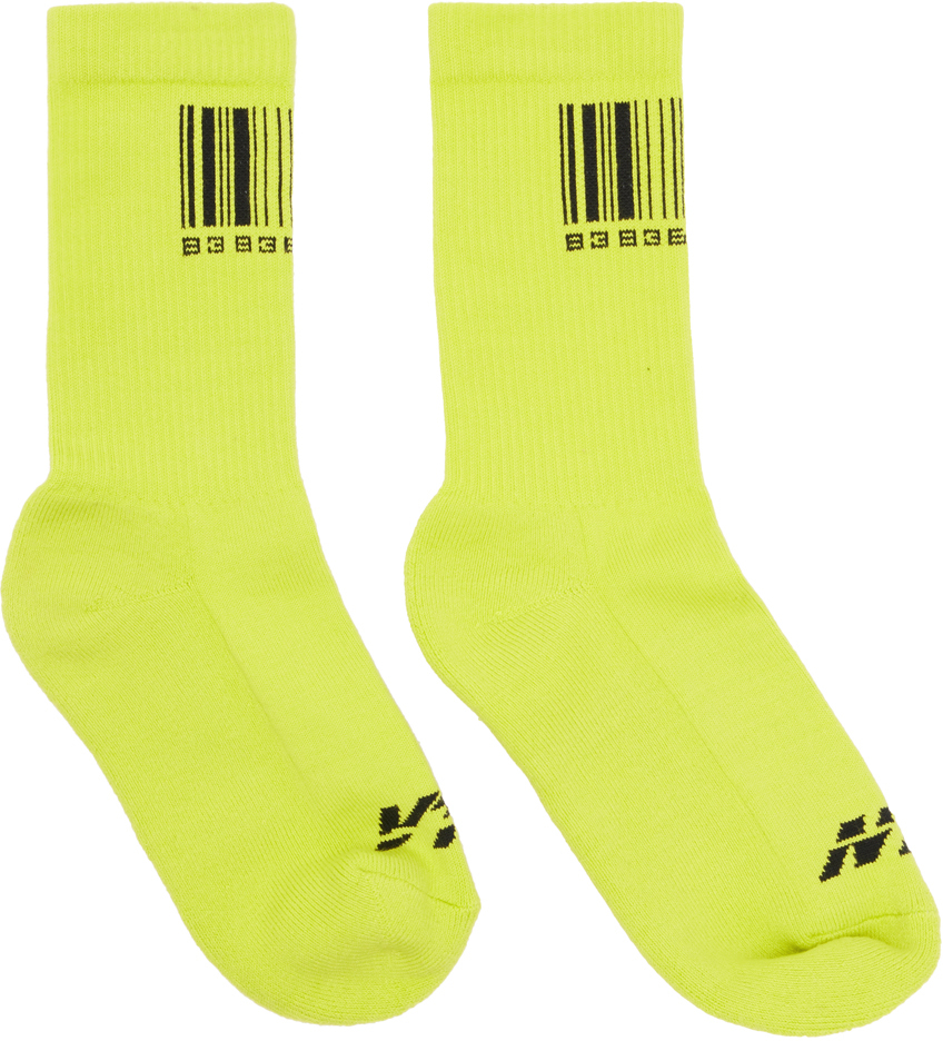 Yellow & Black Barcode Socks SSENSE Men Clothing Underwear Socks 