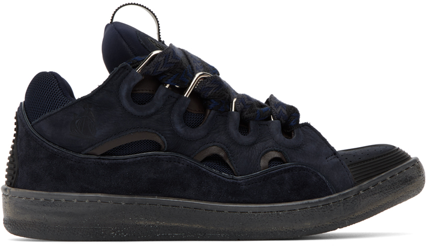 Lanvin: Navy Curb Sneakers | SSENSE UK