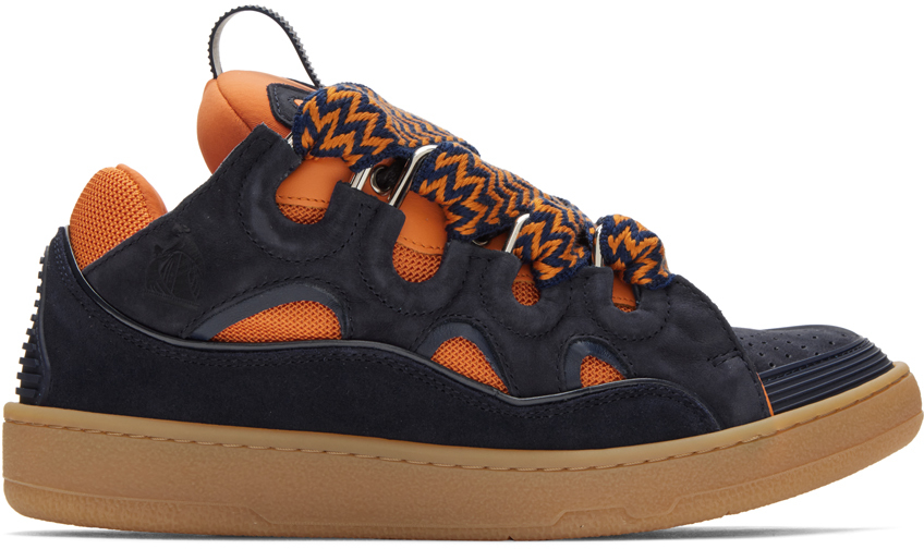 SSENSE Exclusive Orange & Navy Curb Sneakers by Lanvin on Sale