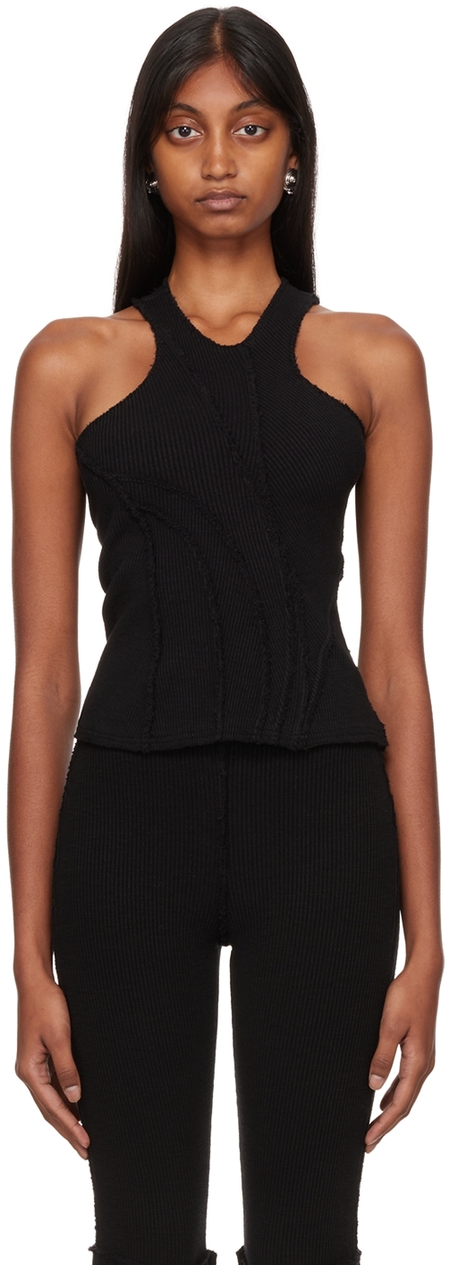 Talia Byre Exposed-seams Stretch-cotton Tank Top In 0372 Black