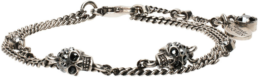 Alexander McQueen Gunmetal Multi Chain Bracelet