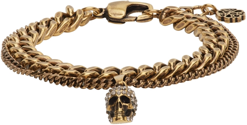 Alexander McQueen Gold Pave Double Chain Bracelet