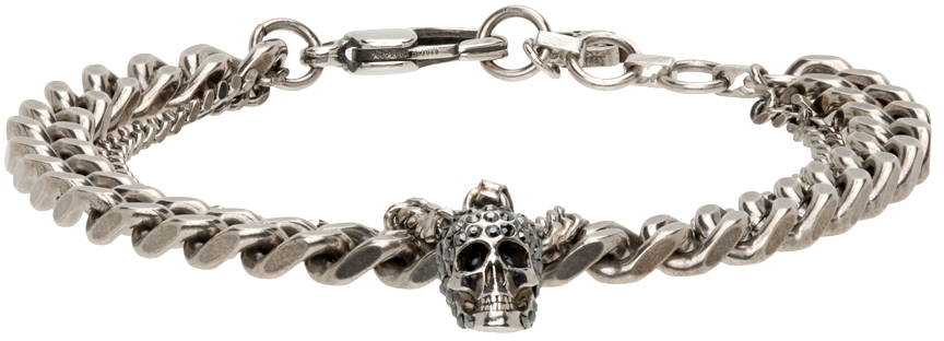 Alexander McQueen Gunmetal Tiered Bracelet