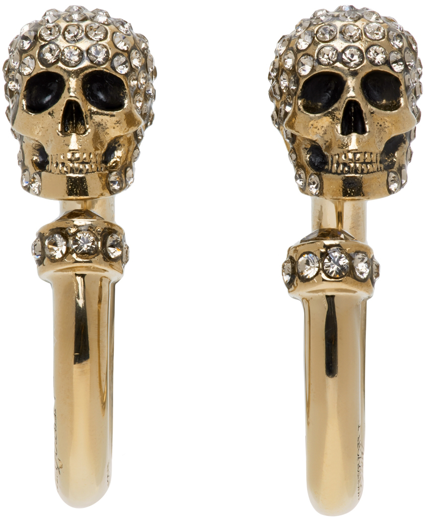Alexander McQueen Gold Skull Small Hoop Earrings