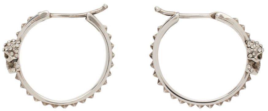 Alexander McQueen Silver Skull Hoop Earrings