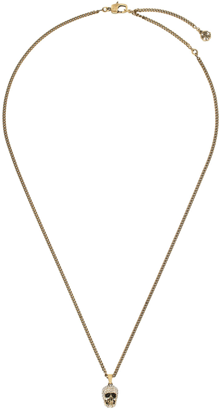 Alexander McQueen Gold Pavé Skull Necklace