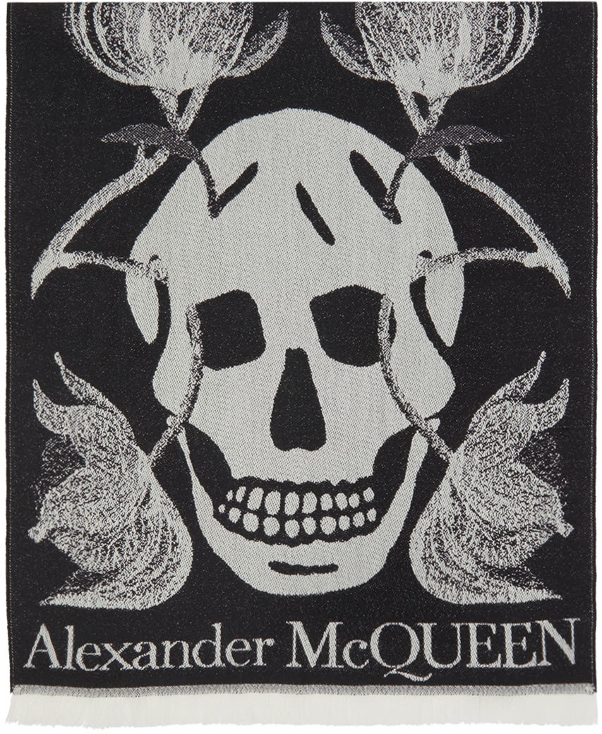38390円 【待望★】 アレキサンダー マックイーン Alexander McQueen メンズ マフラー スカーフ ストール Navy White