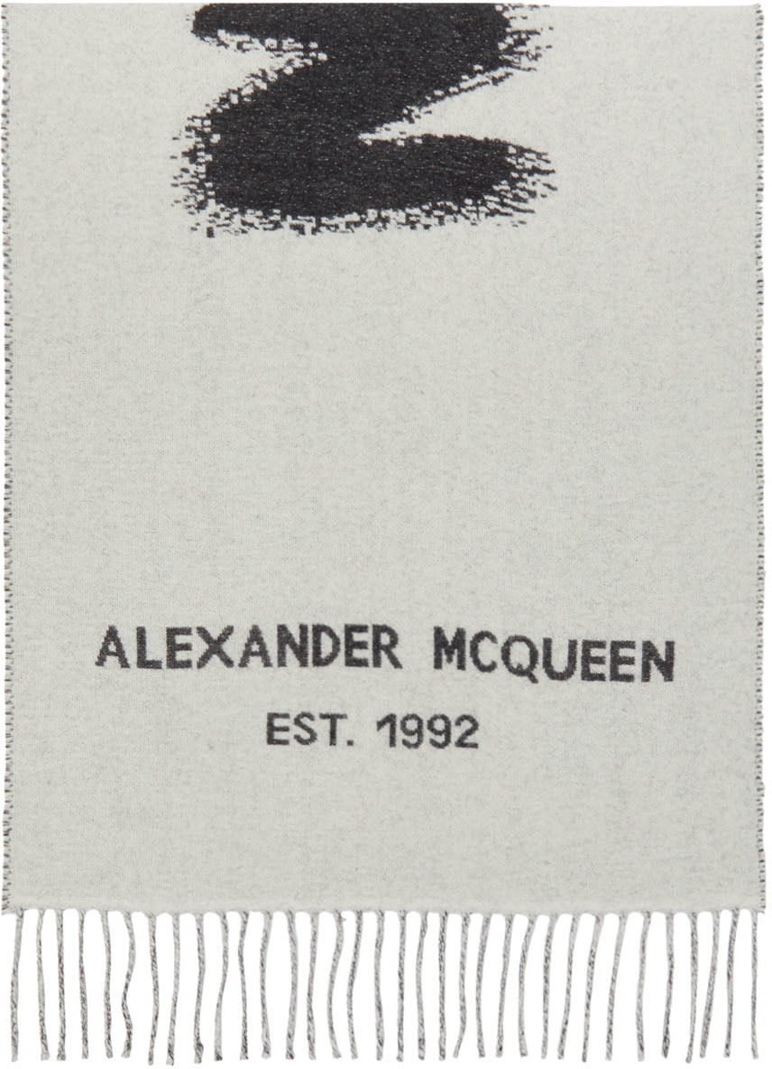 Alexander McQueen Gray & Black Graffiti Scarf