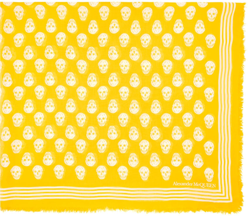 yellow alexander mcqueen skull scarf