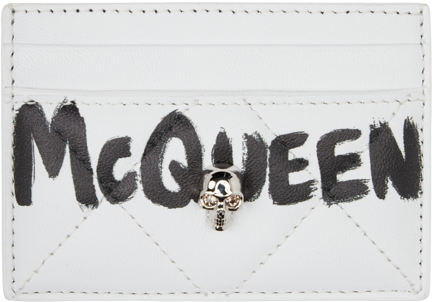 Alexander McQueen White Graffiti Card Holder