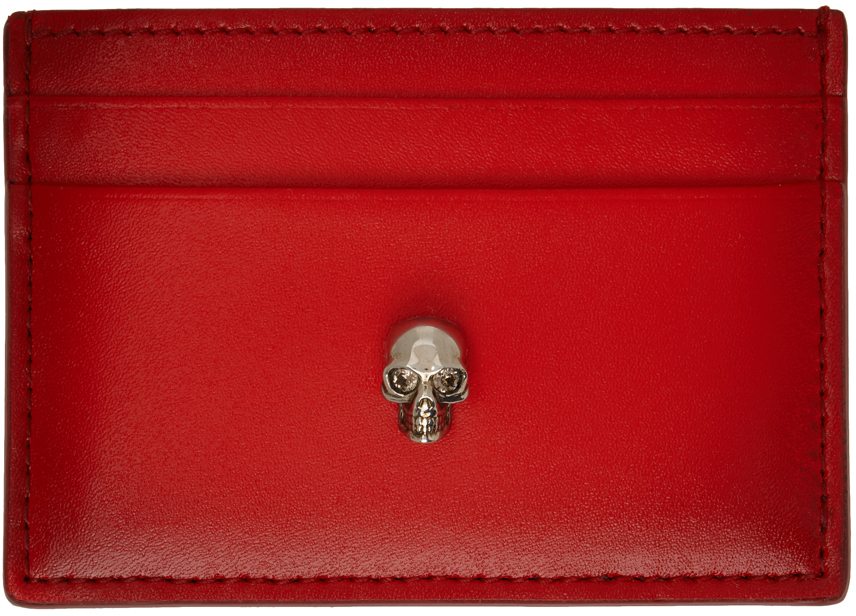 Alexander Mcqueen Red Skull Card Holder In 6248 Lust Red