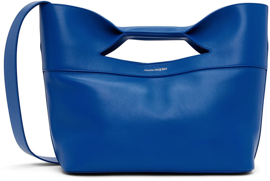 Alexander McQueen Blue Small Bow Top Handle Bag