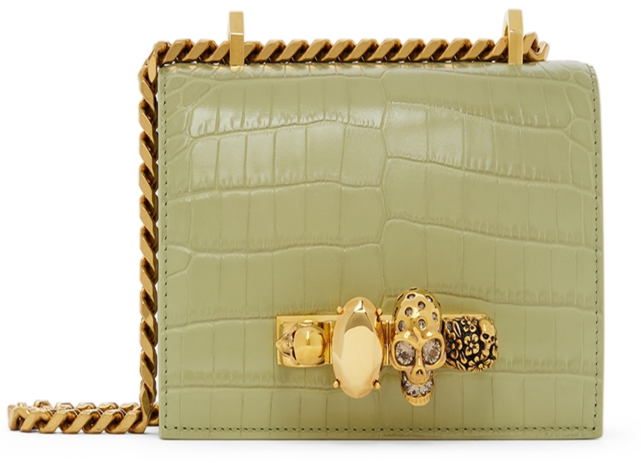 Alexander McQueen Green Mini Jewelled Satchel Bag