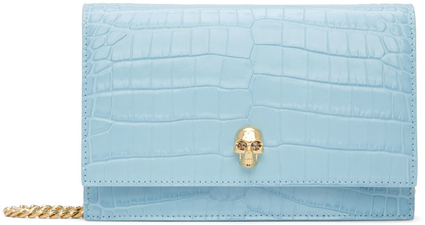 Alexander McQueen Blue Small Skull Shoulder Bag