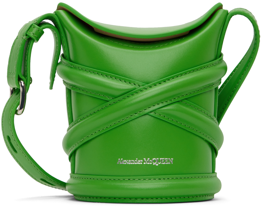 Shop Alexander Mcqueen Green Micro 'the Curve' Bag In 3800 Acid Green