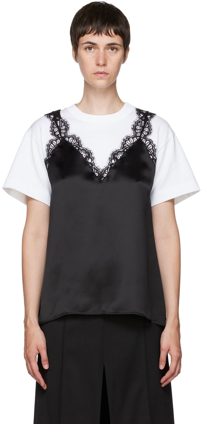 Alexander McQueen Black & White Hybrid Cami T-Shirt