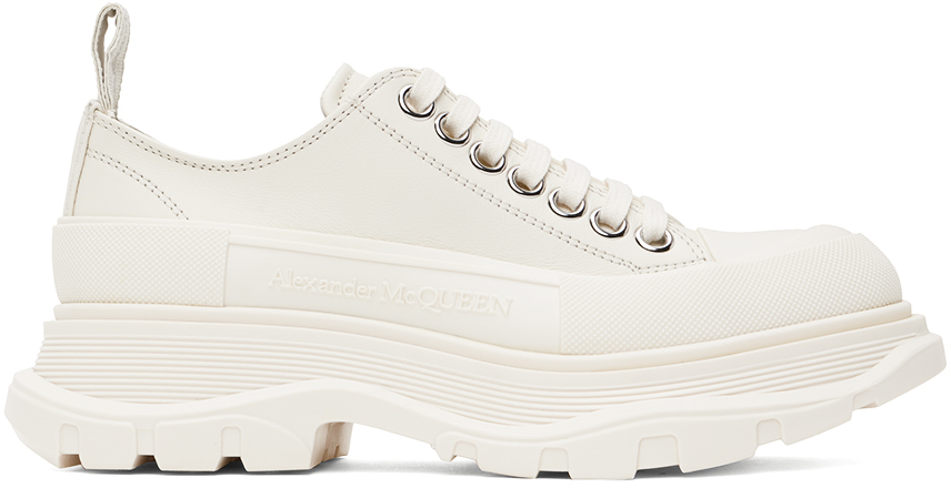 Shop Alexander Mcqueen White Tread Slick Sneakers In 7906 Hawthron/silver