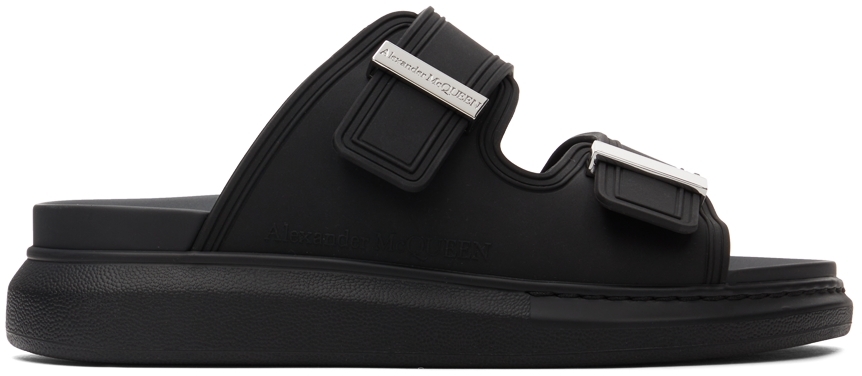 Black Hybrid Sandals by Alexander McQueen on Sale
