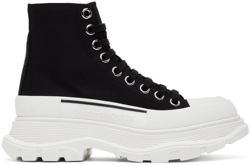 Alexander McQueen: Black Tread Slick High-Top Sneakers | SSENSE Canada