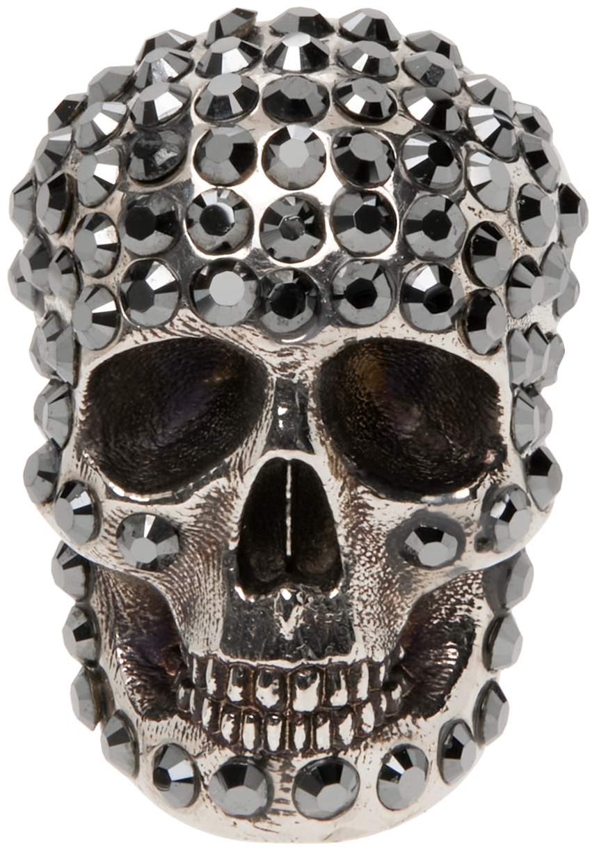 Alexander McQueen Silver Pavé Skull Earring