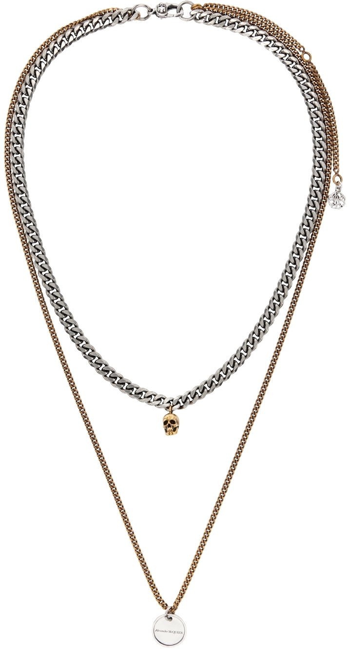 Alexander McQueen Gold & Gunmetal Tiered Necklace