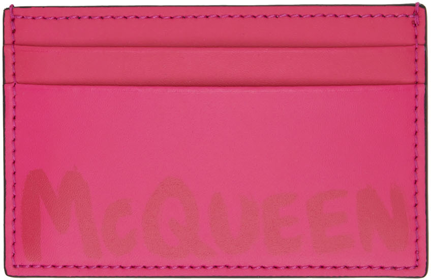 Alexander McQueen Pink Graffiti Cardholder