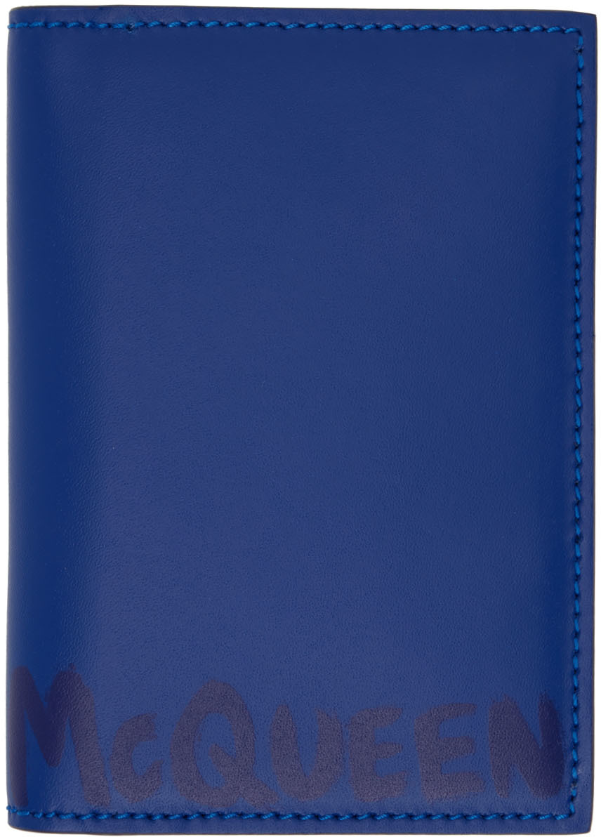 Alexander McQueen Blue Graffiti Card Holder