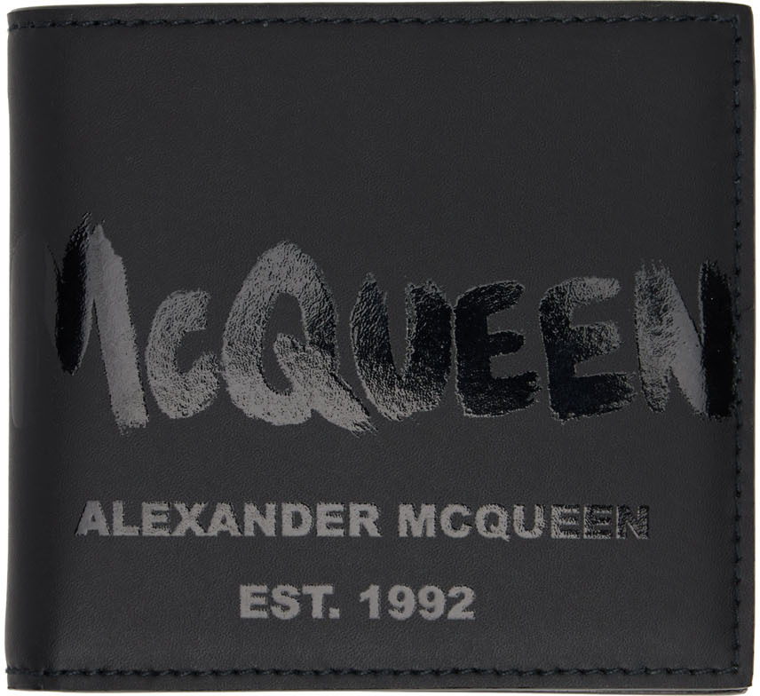 Femme Portefeuilles et porte-cartes Portefeuilles et porte-cartes Alexander McQueen Porte-cartes en Cuir Noir Effet Crocodile Alexander McQueen en coloris Noir 