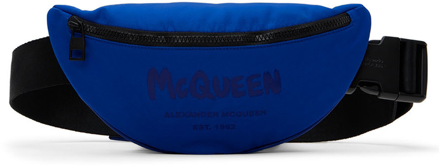 Alexander McQueen Blue Logo Belt Pouch