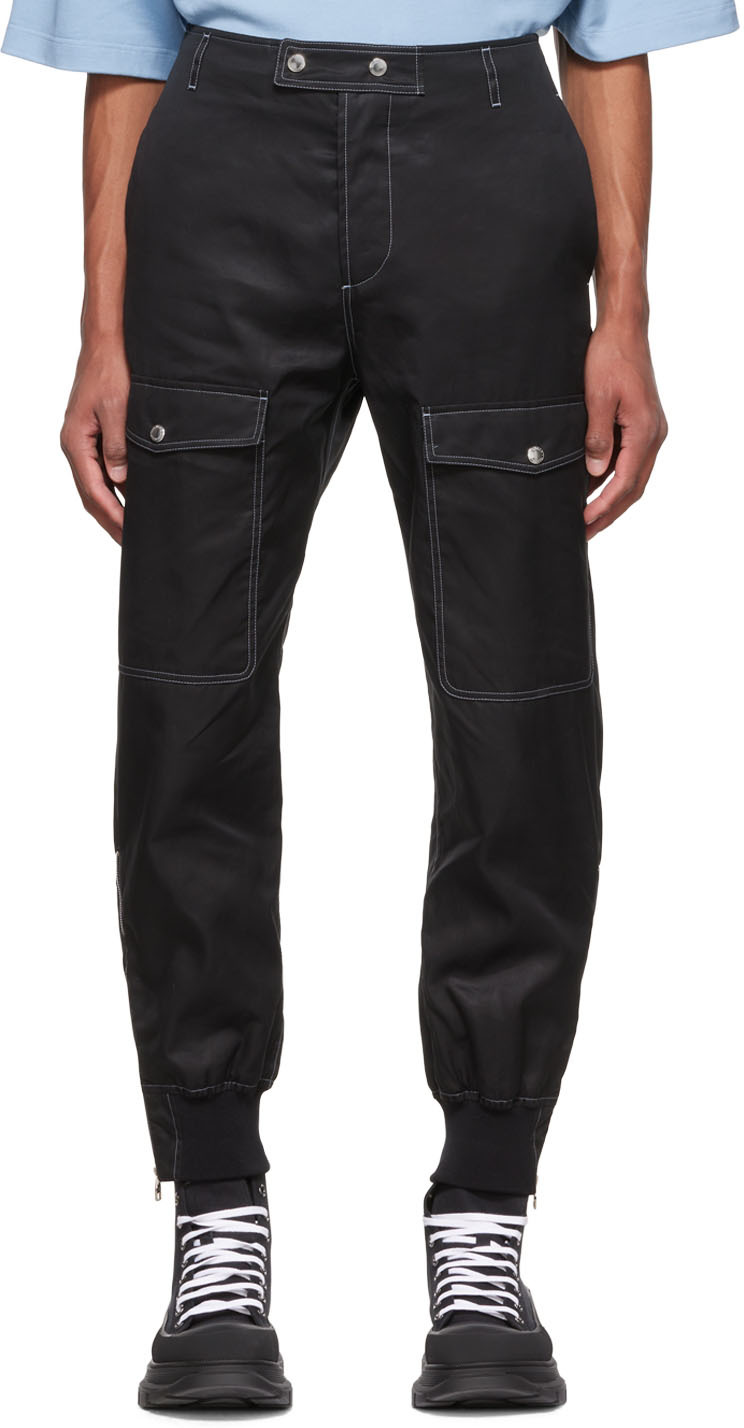 Black Cotton Cargo Pants