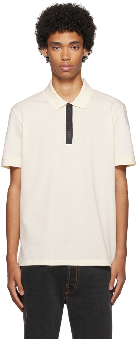 今日の超目玉】 アレキサンダー マックイーン メンズ ポロシャツ トップス Men's Graffiti Logo Collar Cotton  Polo BLACK