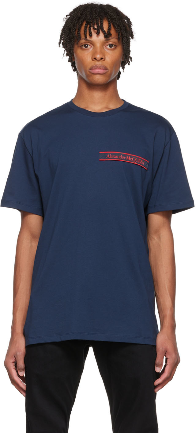 Alexander McQueen: Navy Organic Cotton T-Shirt | SSENSE
