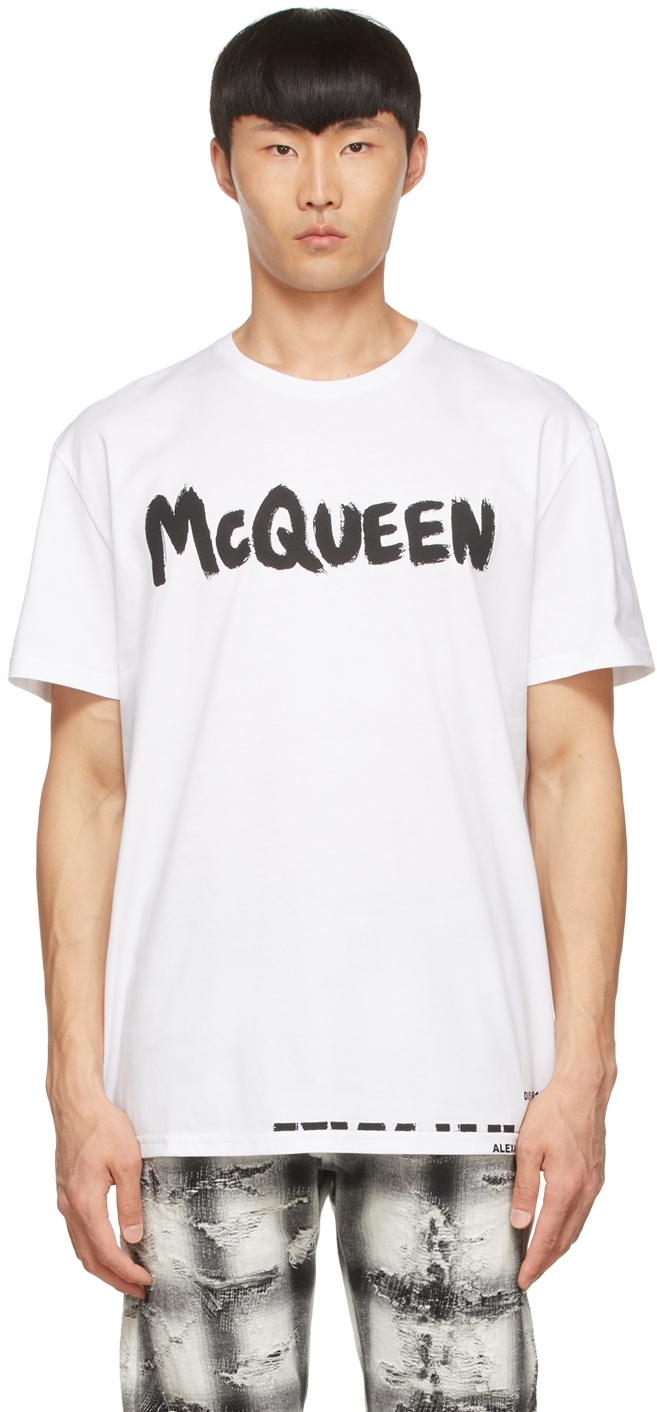 Shop Alexander Mcqueen White Cotton T-shirt In 0900 White/mix