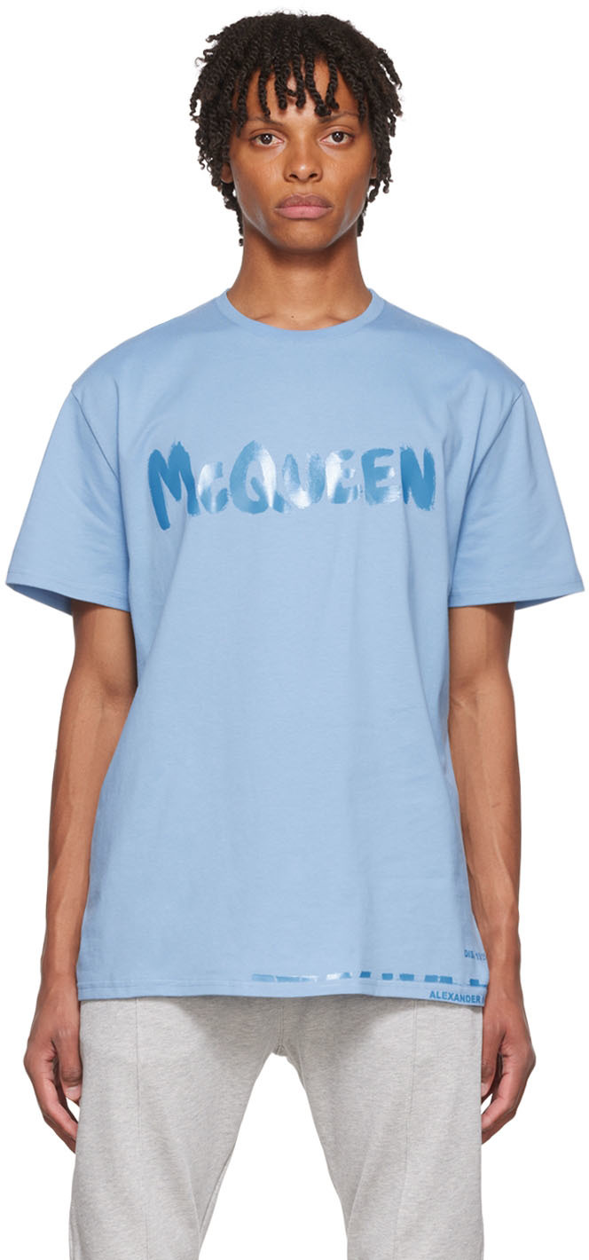 Alexander McQueen Blue Graffiti T-Shirt
