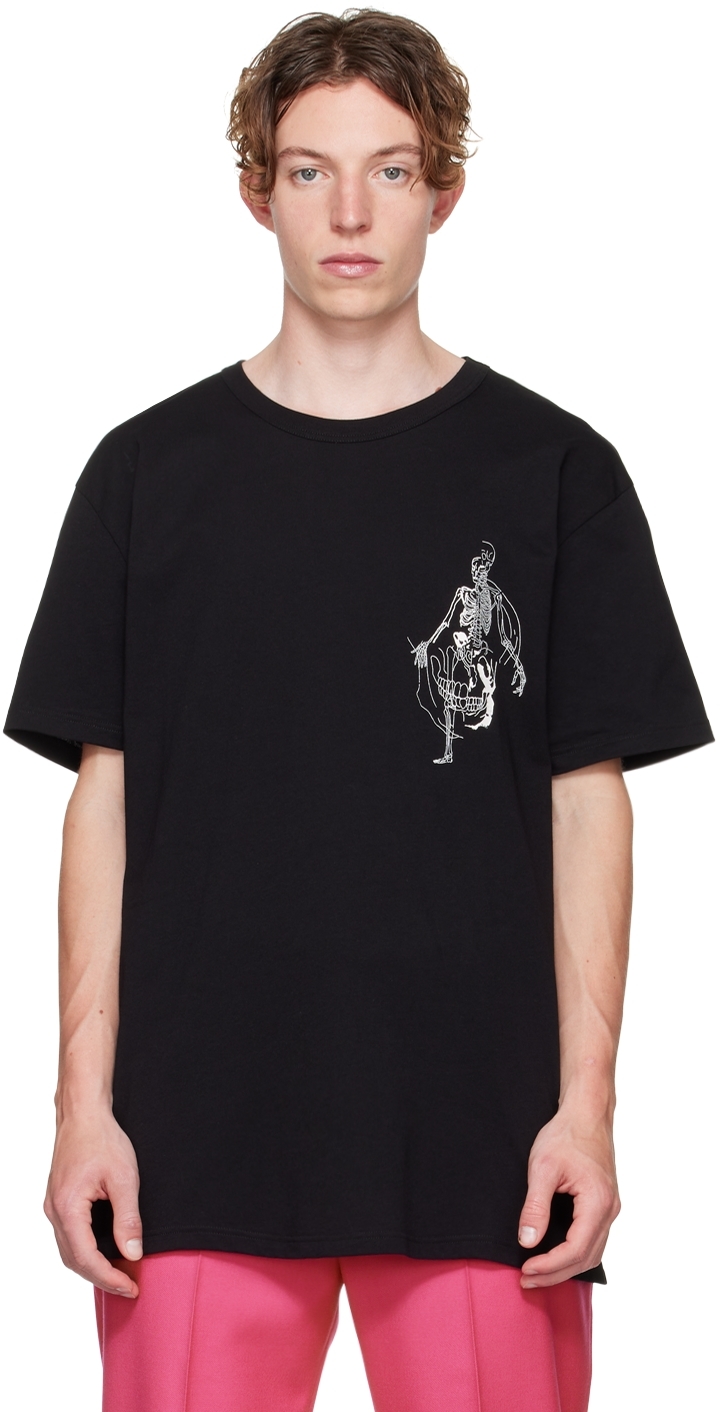 Ssense Uomo Abbigliamento Top e t-shirt Top Black McQueen Skeleton Long Sleeve T-Shirt 