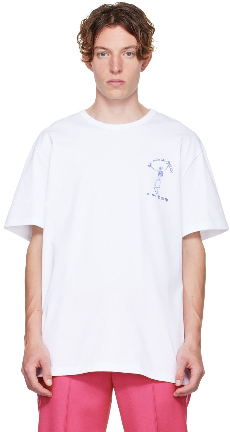 Alexander McQueen: White Skeleton T-Shirt | SSENSE UK