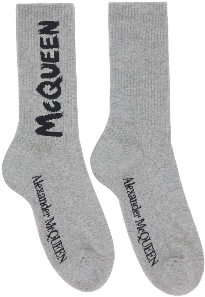 Alexander McQueen Gray & Black Graffiti Socks