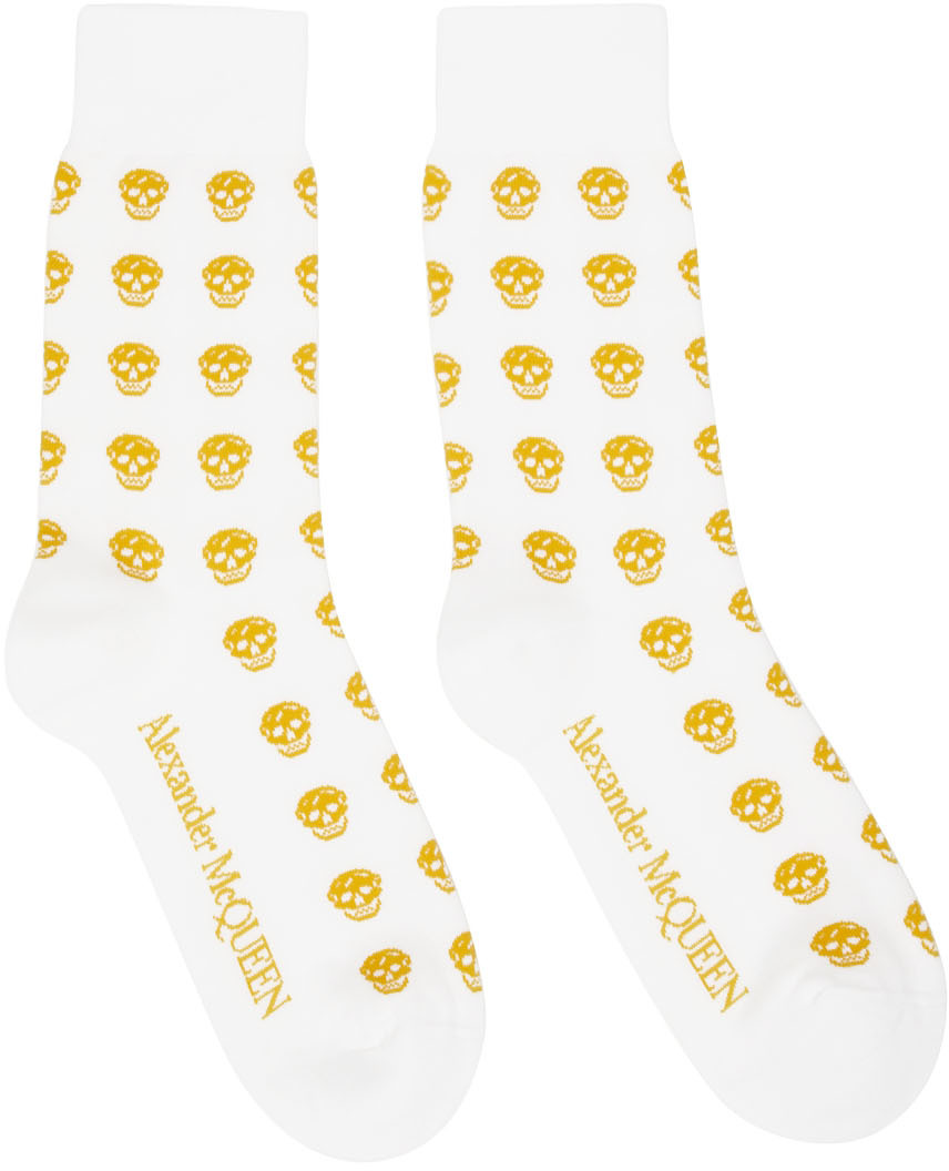 アレキサンダー マックイーン Alexander McQueen メンズ ソックス インナー・下着 White Skull Socks Off  white/Yellow 9oSn1tCISQ, ファッション - www.mxfactory.fr