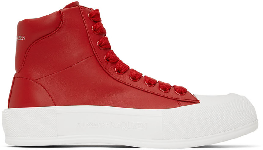 Alexander McQueen Red Deck Plimsoll High-Top Sneakers