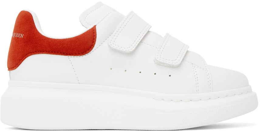 Alexander McQueen Kids White & Red Oversized Velcro Sneakers