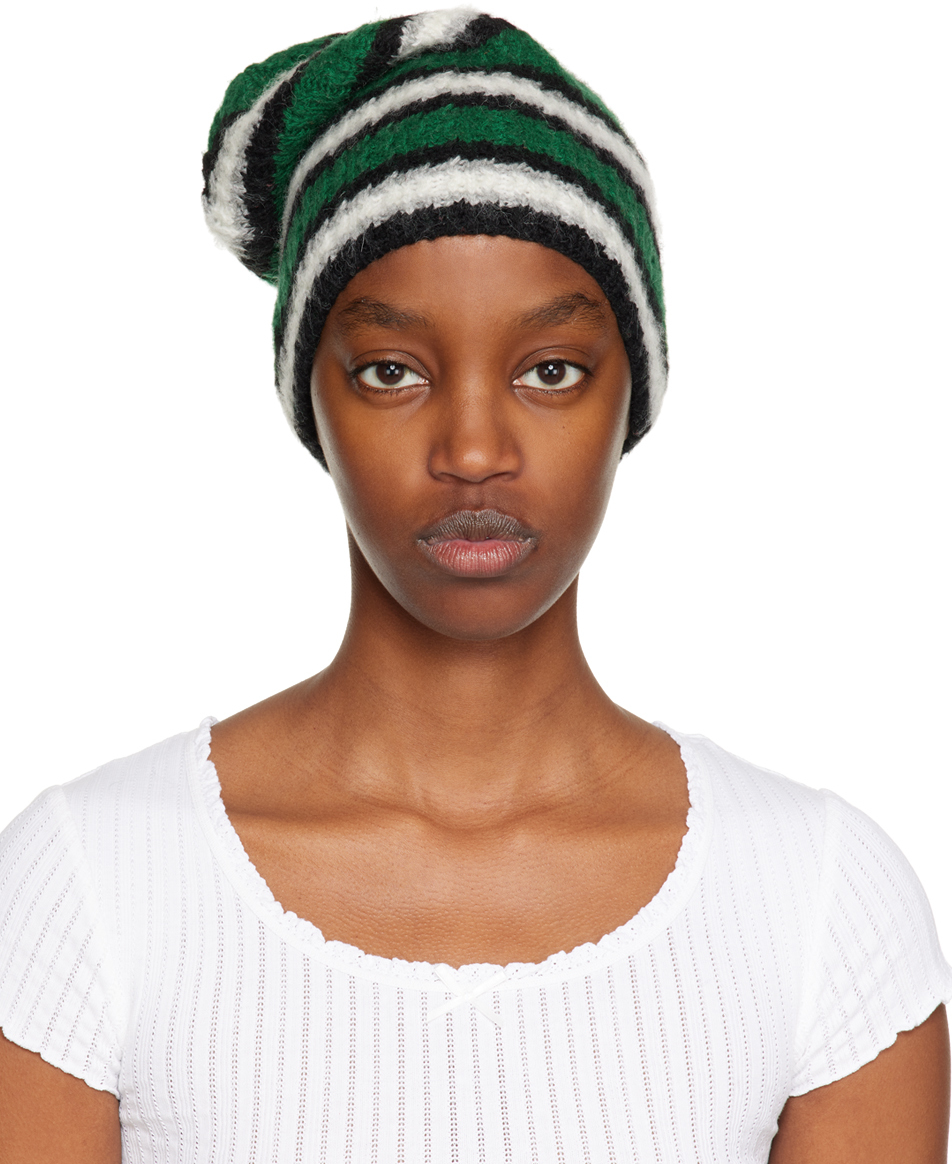 ERL: Green Striped Beanie | SSENSE