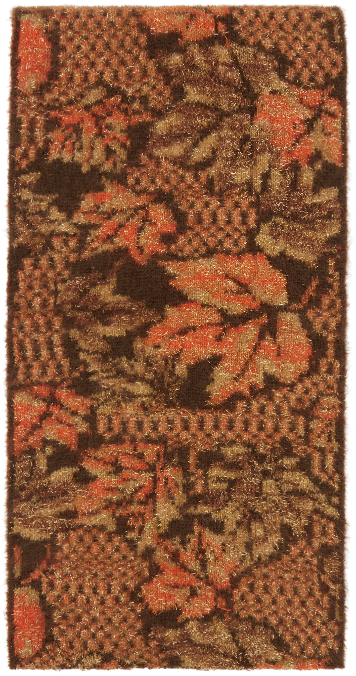 Brown & Orange Lurex Raw Edge Scarf