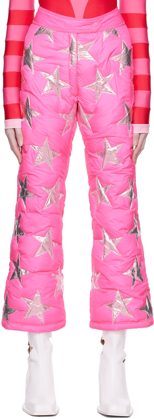 Pink Embellished Puffer Trousers