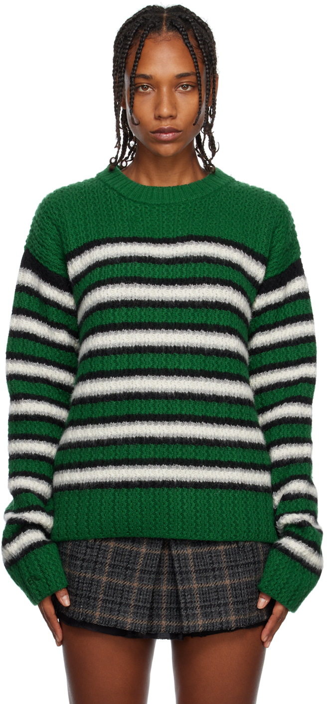 ERL: Green Striped Sweater | SSENSE Canada